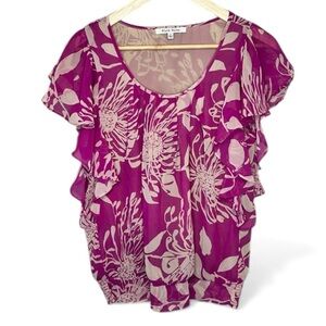 Black Rainn Floral Pink Women's Flowy Top